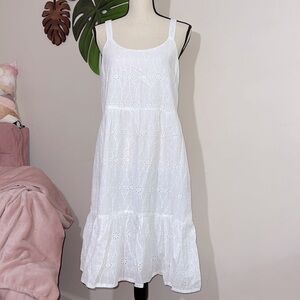 Lucky Brand Cotton Eyelet Tiered Sun Dress in White -  size Small - NWT